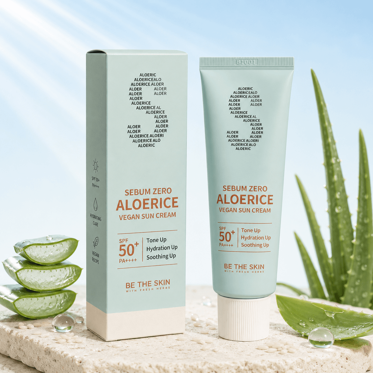 Be The Skin Sebum Zero AloeRice Vegan — солнцезащитный крем SPF50+ PA++++