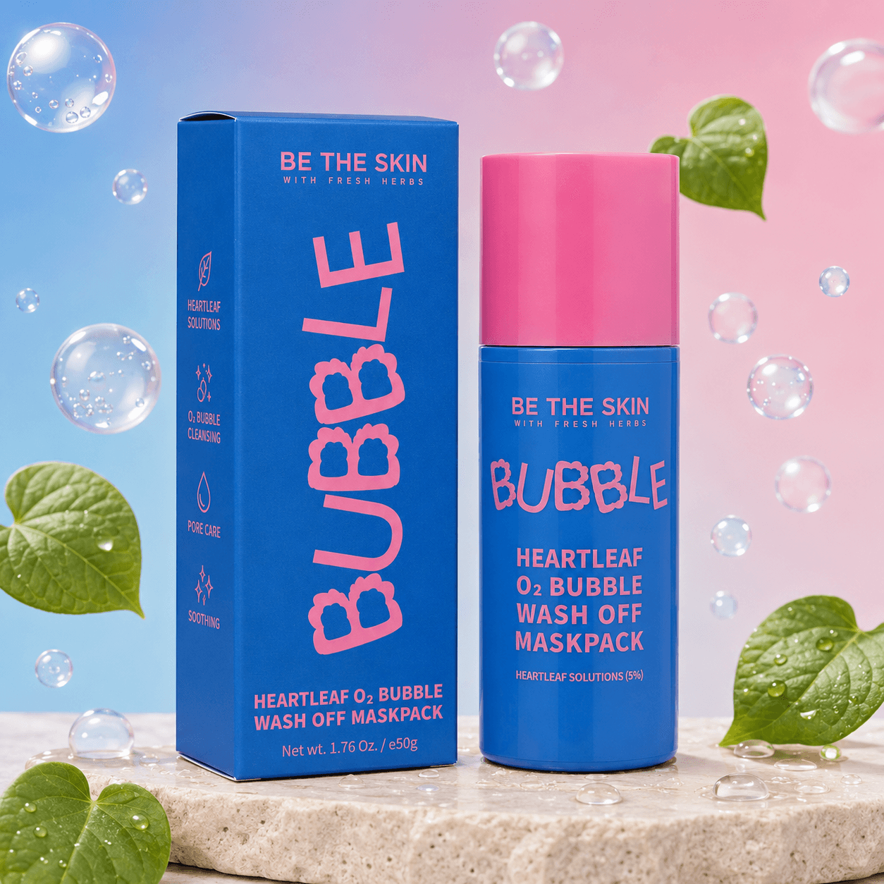 Be The Skin Heartleaf O2 Bubble — кислородная смываемая маска