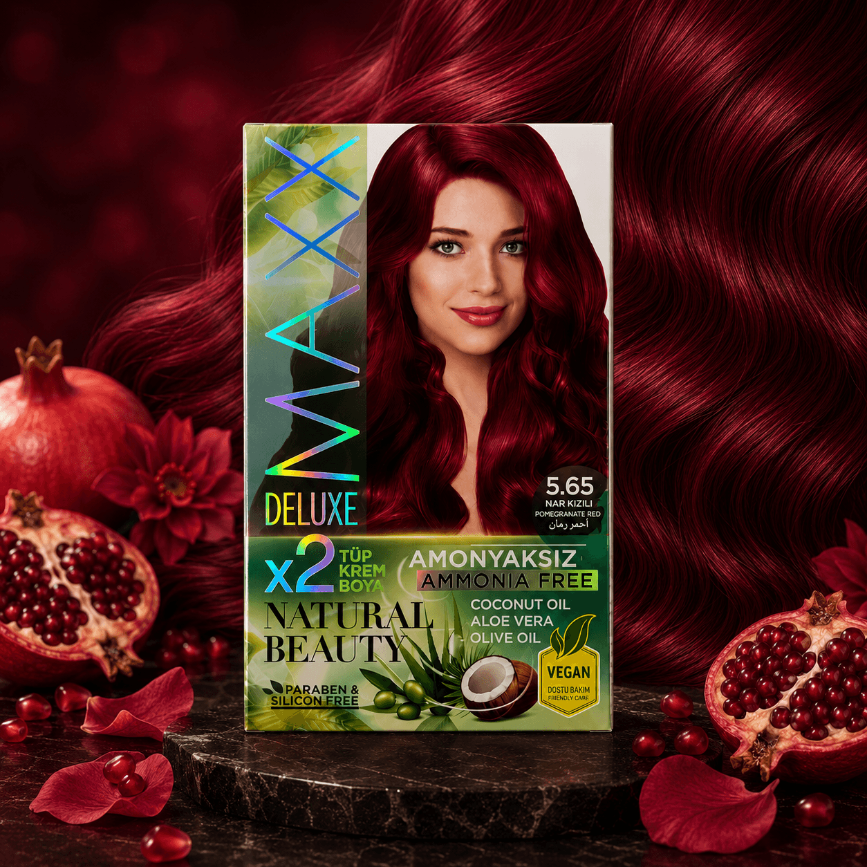 Maxx Deluxe — стойкая крем-краска для волос, 5.65 «Клубнично-Красный», 390 мл