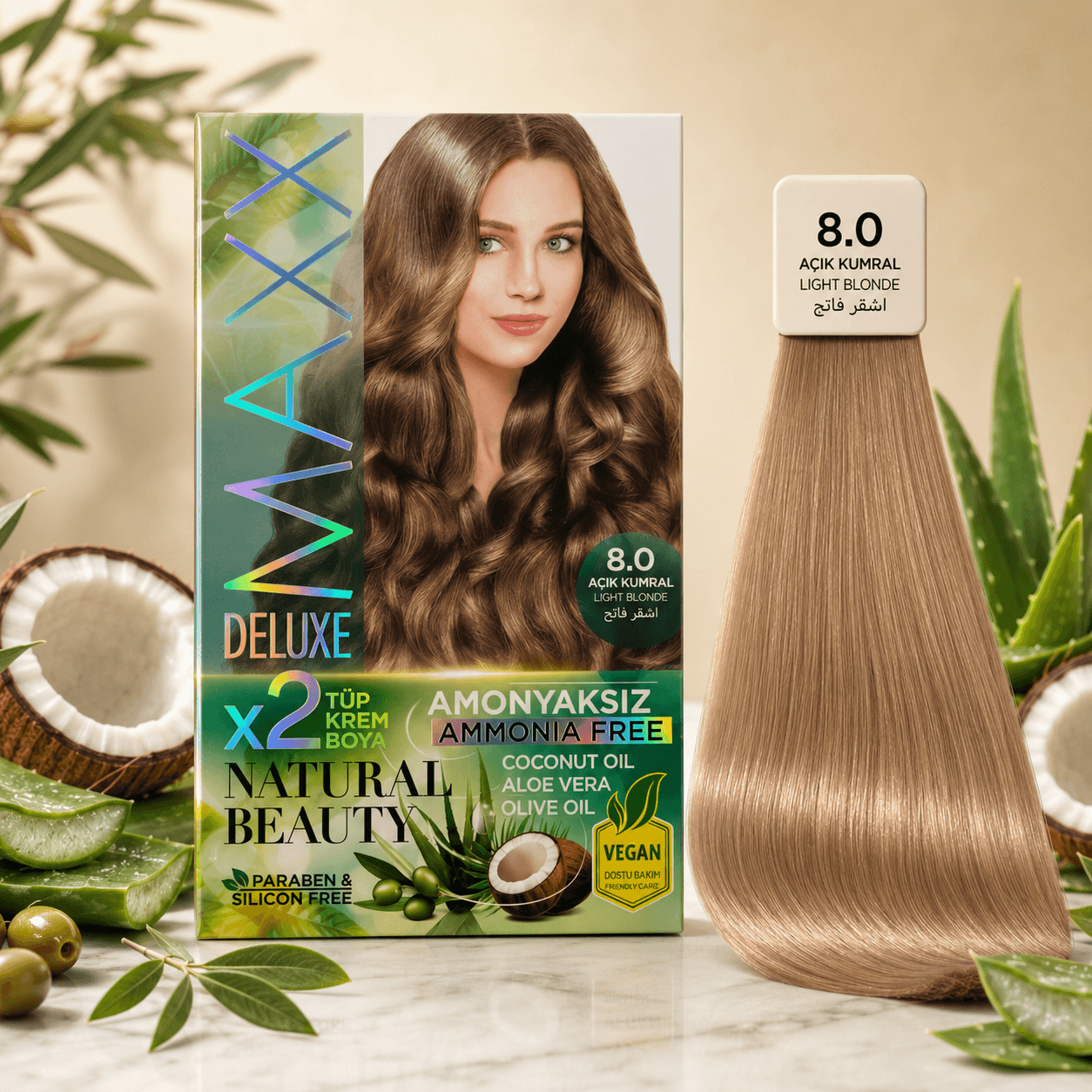 Maxx Deluxe — стойкая крем-краска для волос, 8.0 «Светло-Русый», 390 мл