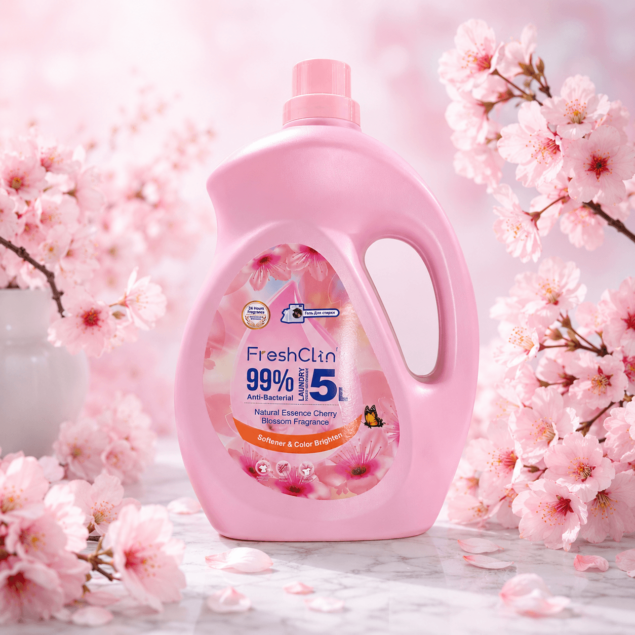 FreshClin — гель для стирки с кондиционером, «Cherry Blossom», 5000 мл