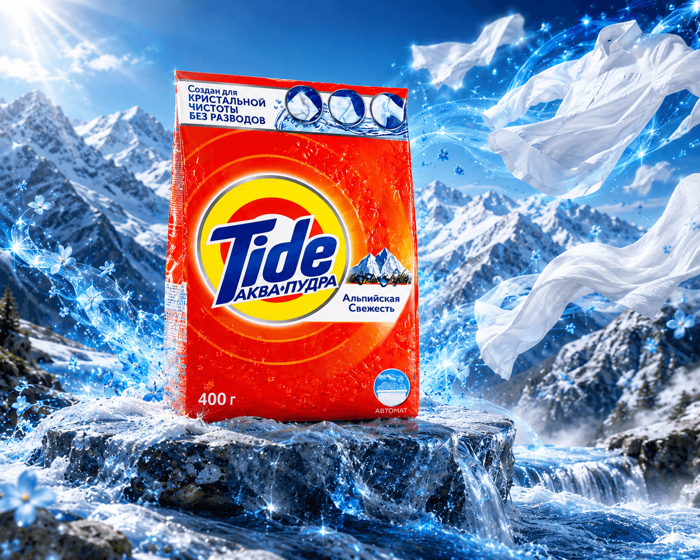 Tide — стиральный порошок, ручной «Алпийская свежесть», 400 г
