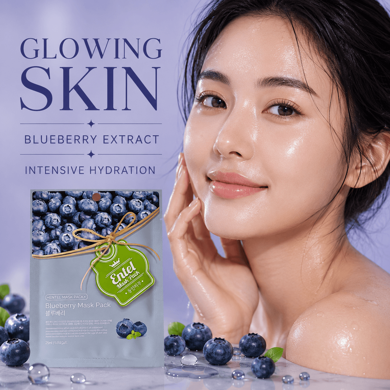 Entel тканевая маска для лица «Blueberry»