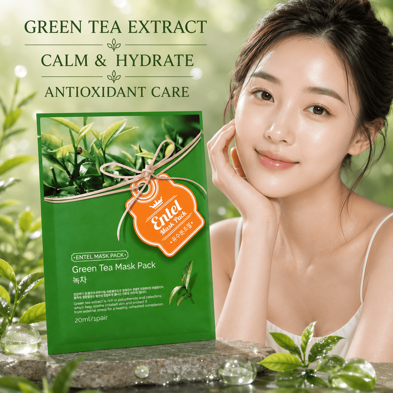 Entel тканевая маска для лица «Green tea»