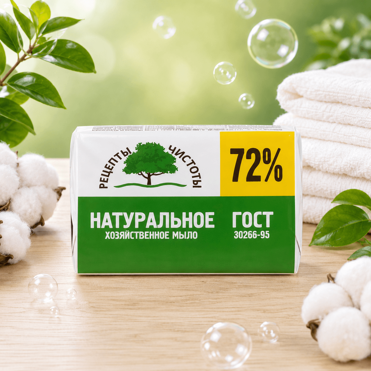Рецепты чистоты — хозяйственное мыло 72%, 200 г