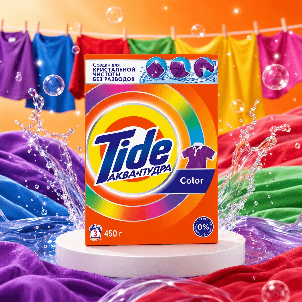 Tide — стиральный порошок, ручной 1-сорт «Color», 450 г
