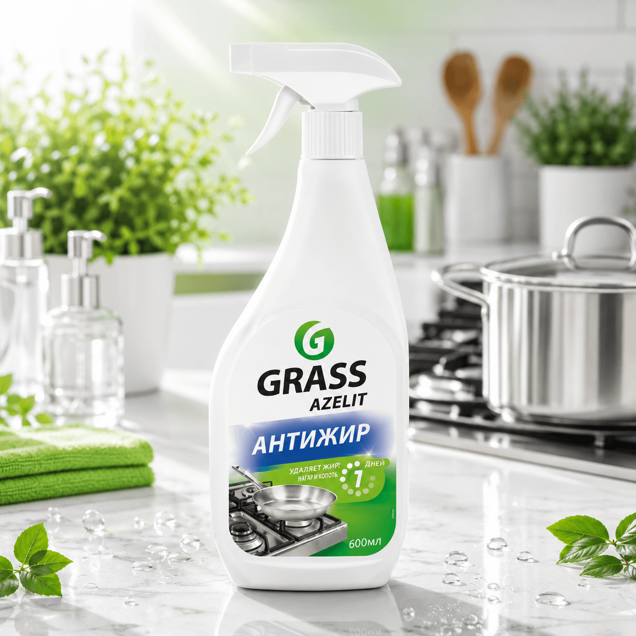 Grass Azelit — средство от жира и нагара для плит, 600 мл