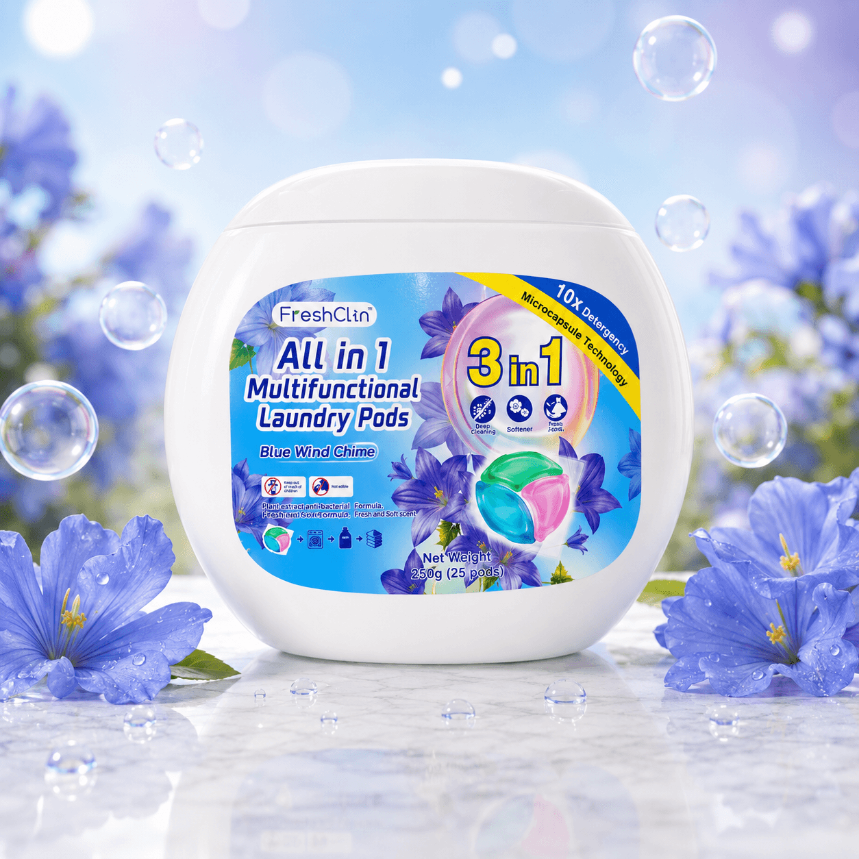 FreshClin 3 в 1 — капсулы для стирки, Капсула дойпак, 400 г