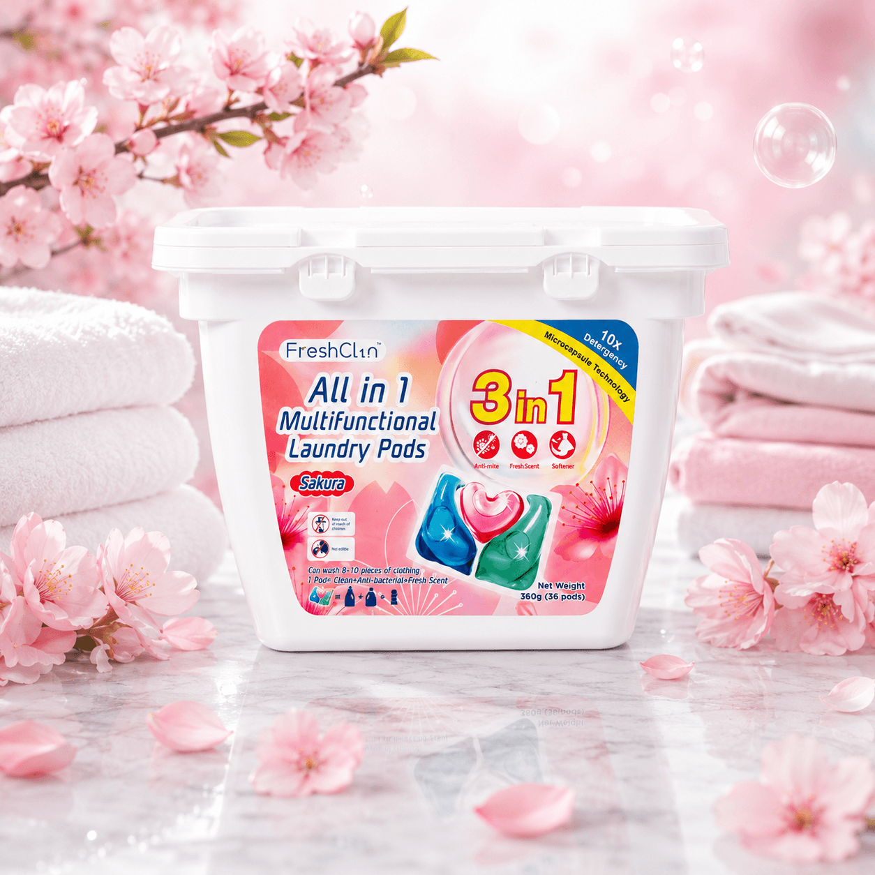 FreshClin 3 в 1 — капсулы для стирки, Капсула, 360 г