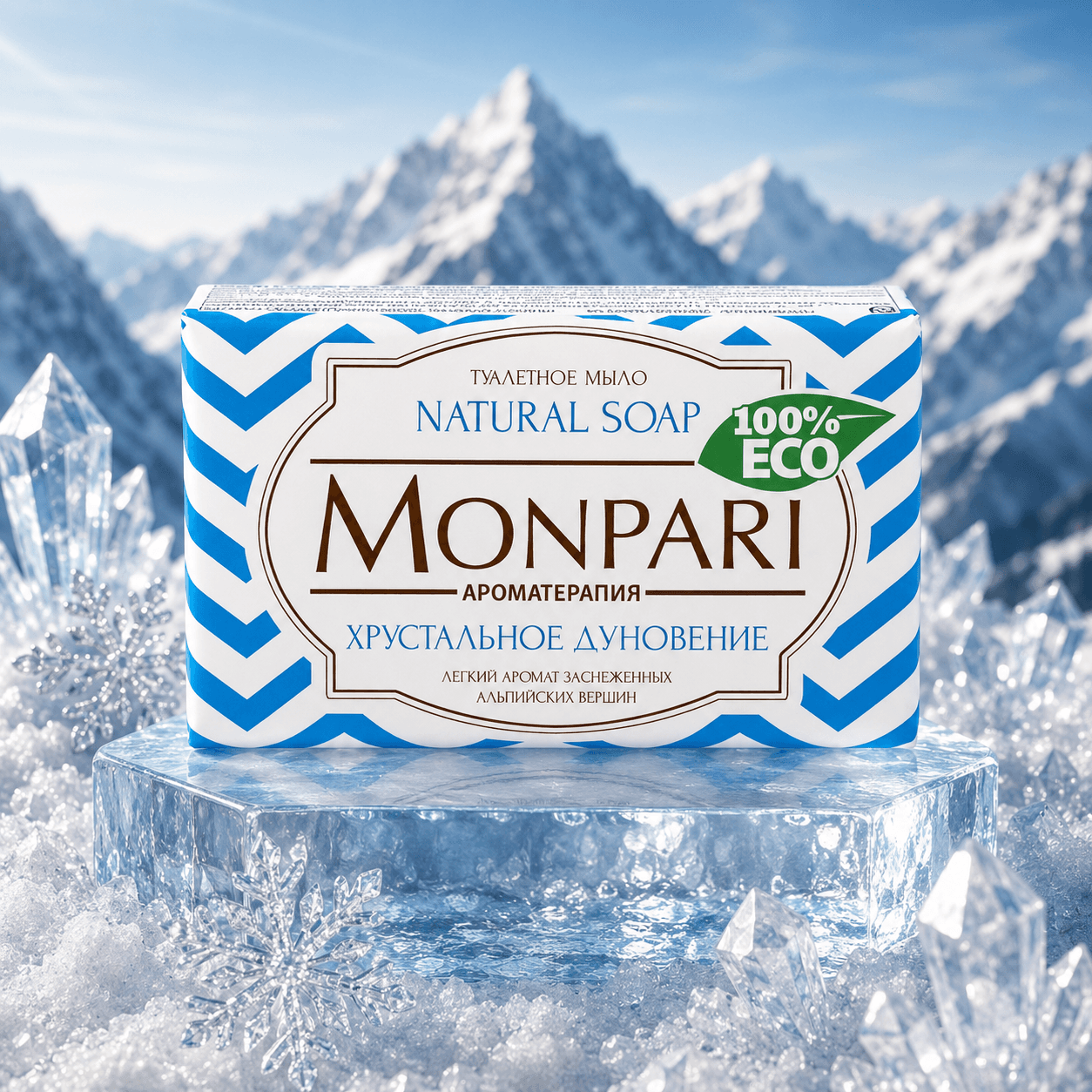 «Monpari» — туалетное мыло твёрдое, Хрустальное дуновение, 180 г