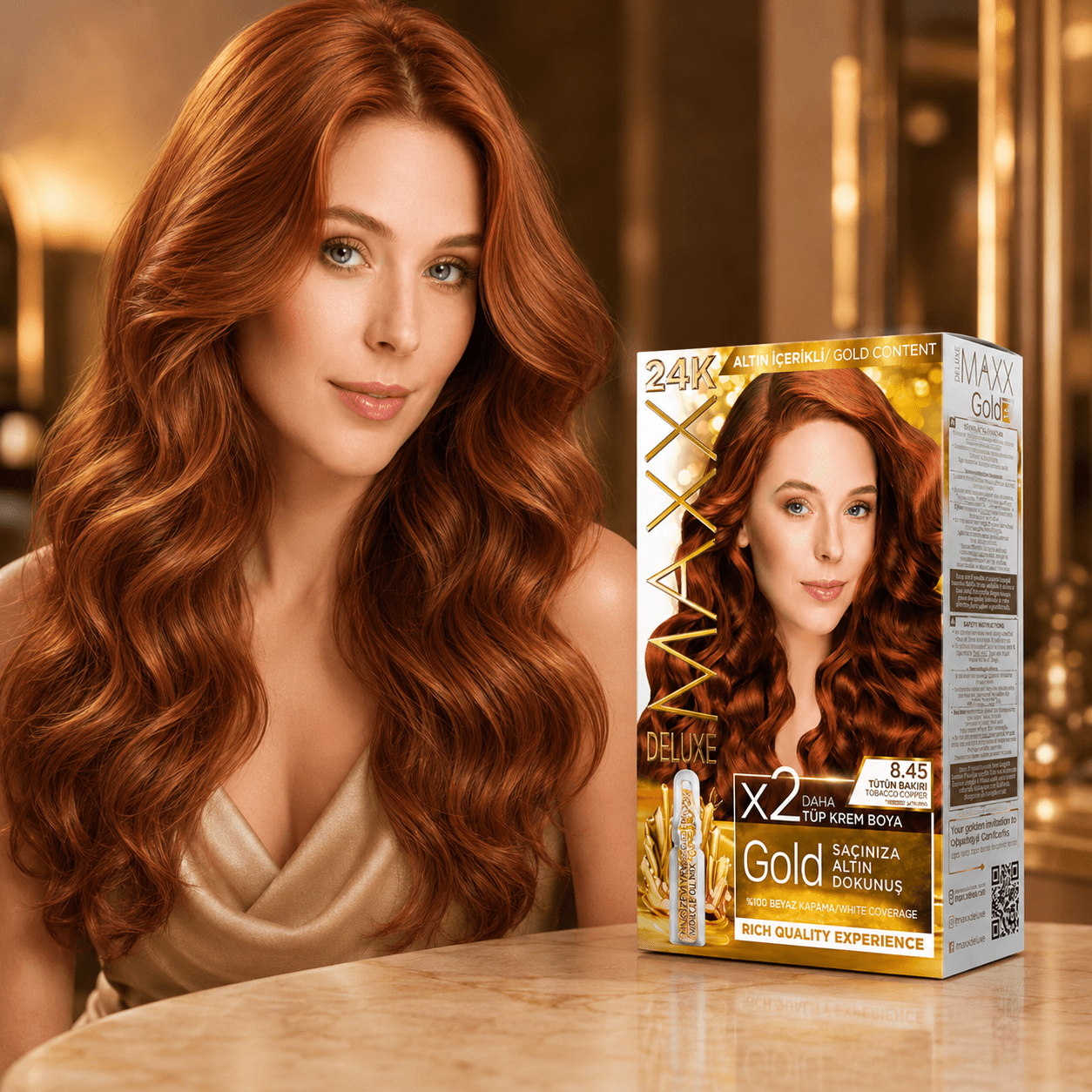 Maxx Deluxe — стойкая крем-краска для волос, 8.45 «Медная Корица», 390 мл