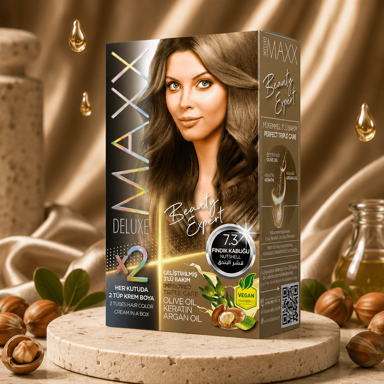 Maxx Deluxe — стойкая крем-краска для волос, 7.3 «Фундук», 390 мл