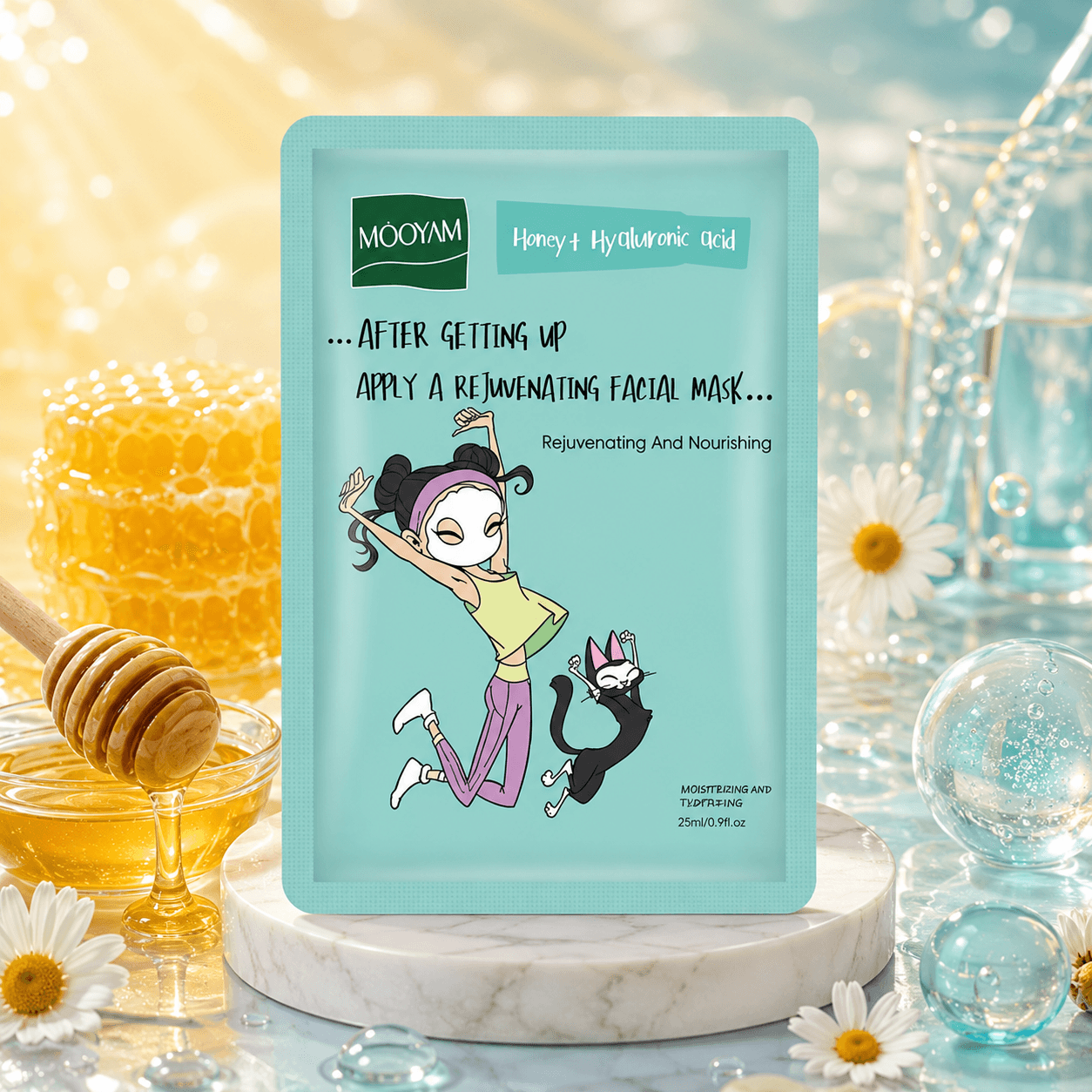 MOOYAM тканевая маска для лица «Honey+Hyaluronic acid»