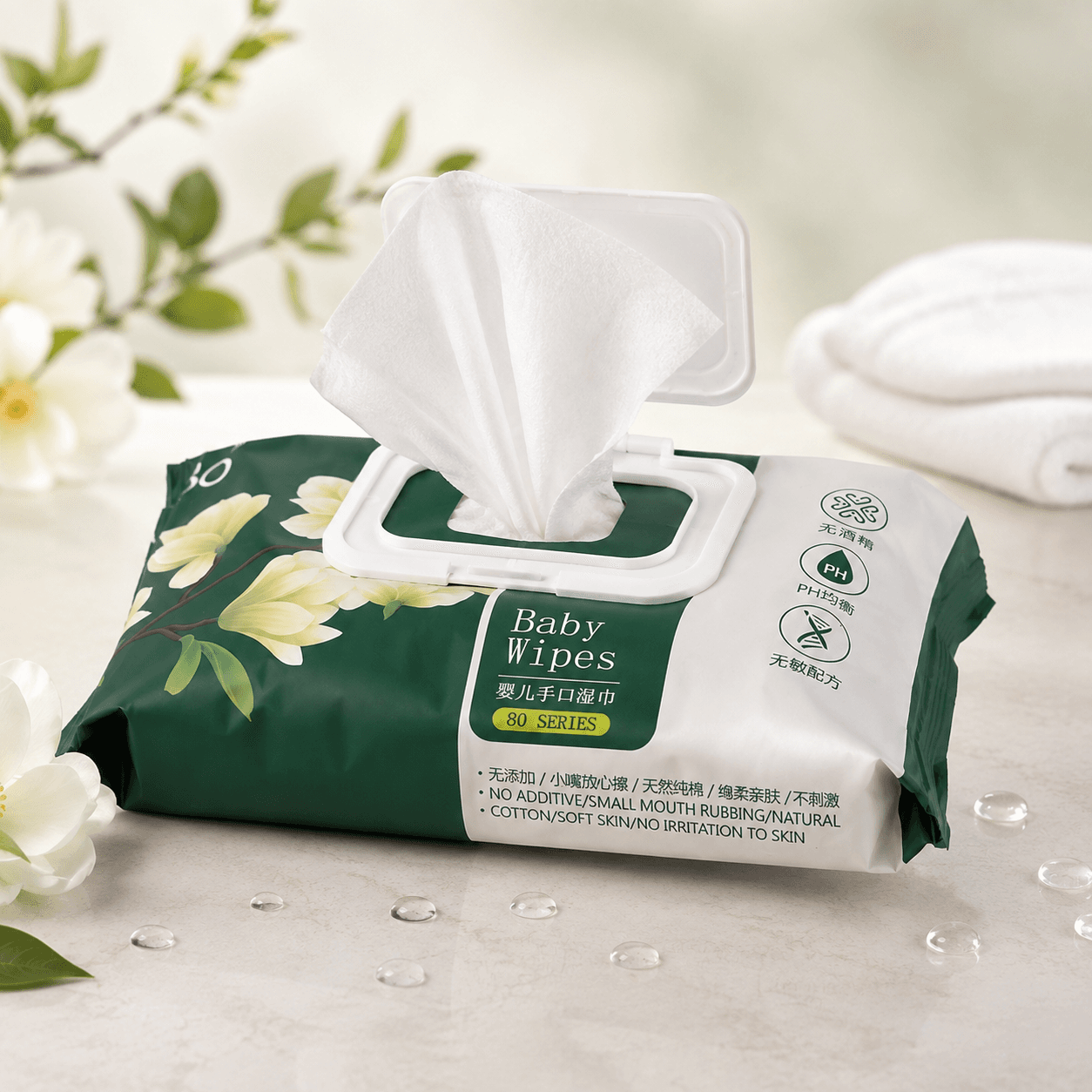 Влажные салфетки детские (Baby wipes) — Алидо IZHAAR 80 шт . Маленький
