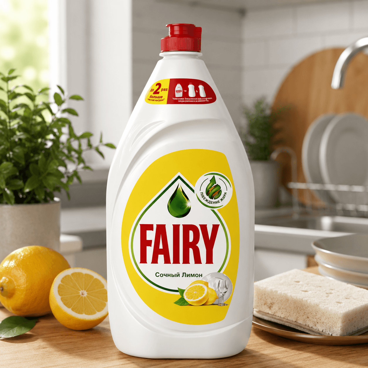 Fairy — средство для мытья посуды «Сочный лимон», 900 мл