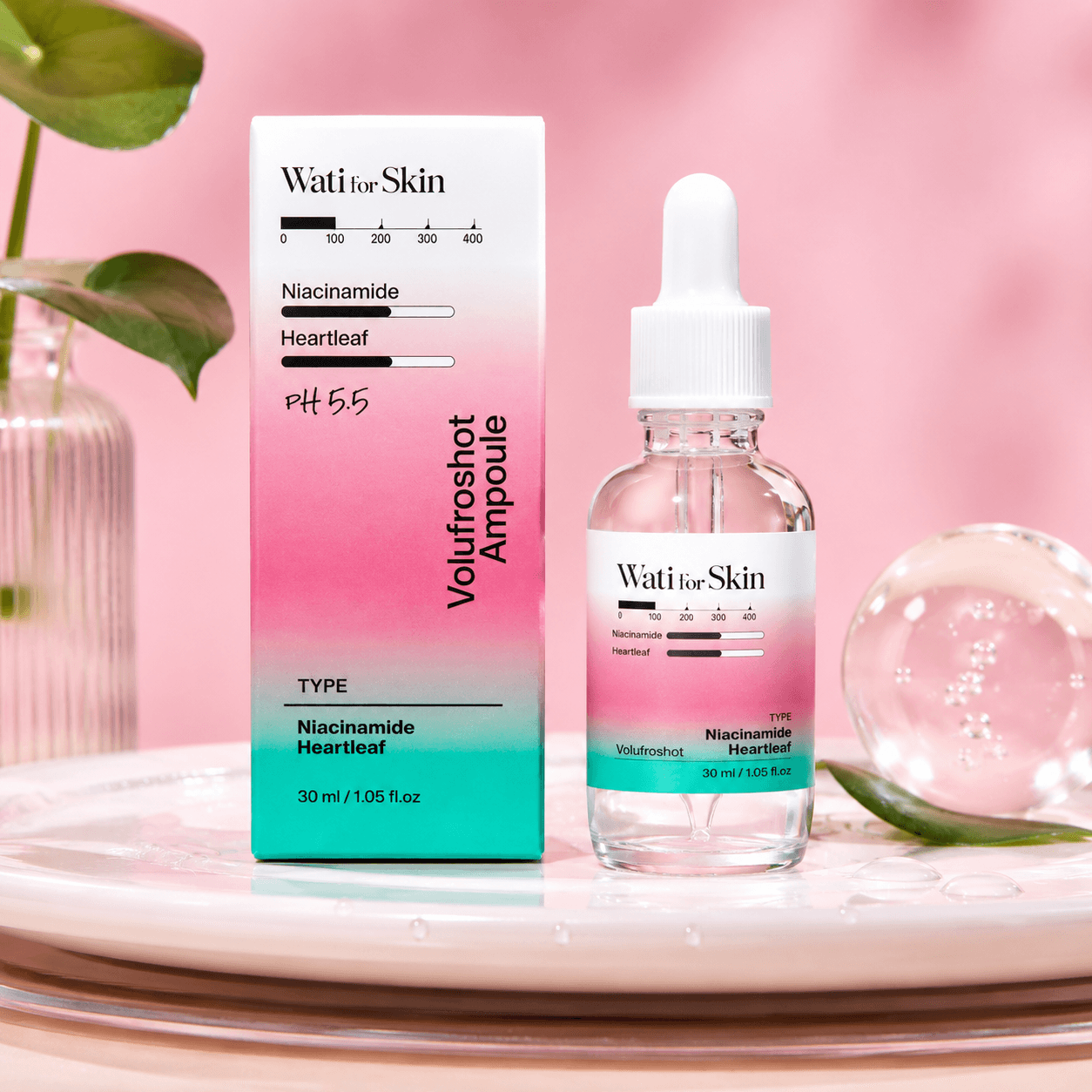 Wati For Skin Niacinamide Heartleaf Volufroshot Ampoule — сыворотка, 30 мл