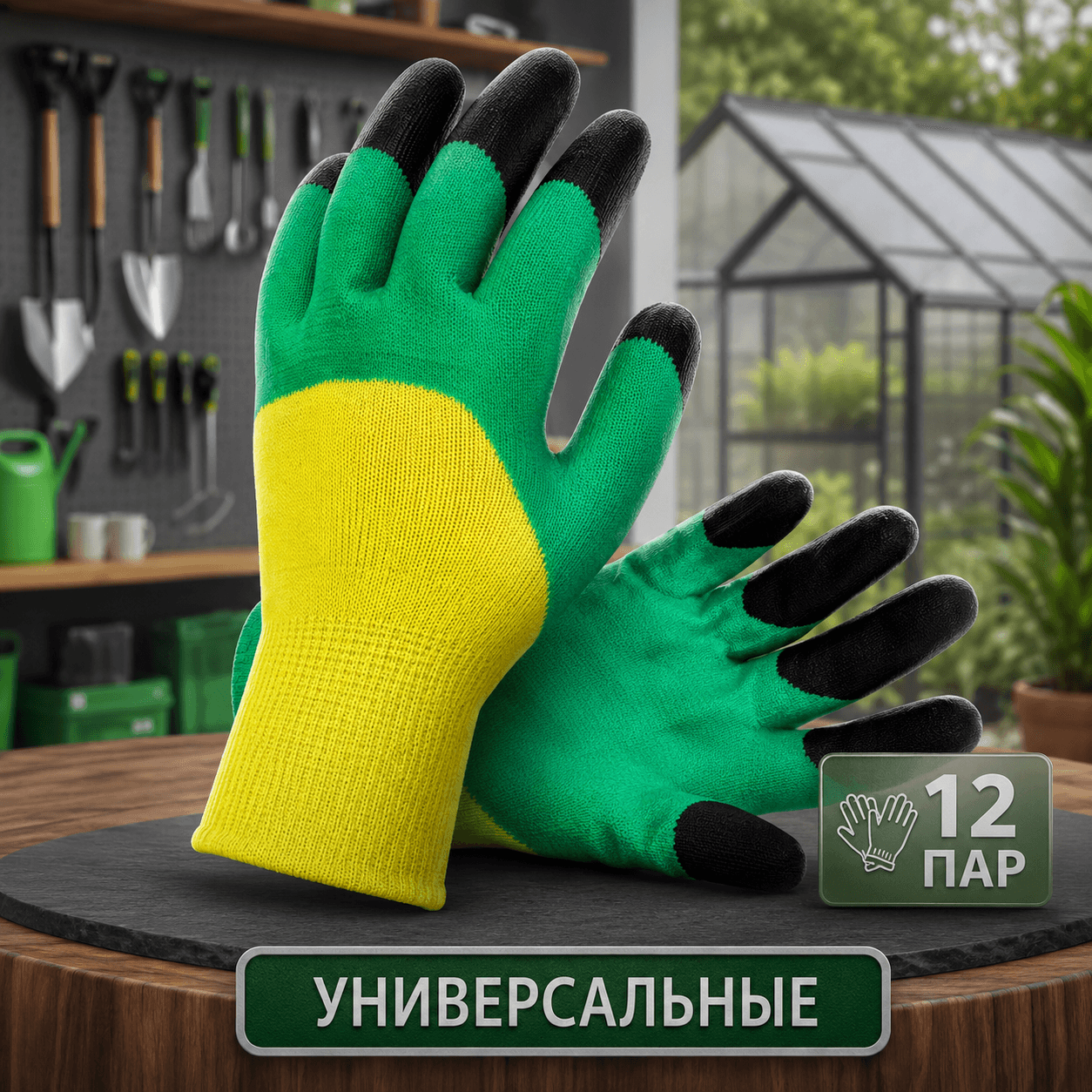 Строительные перчатки «Зелёный» 12 шт пачке