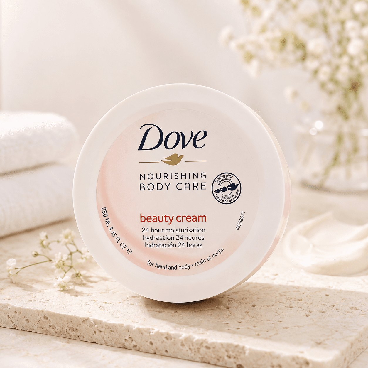 Dove — питательный увлажняющий крем «Красота и уход», 250 г