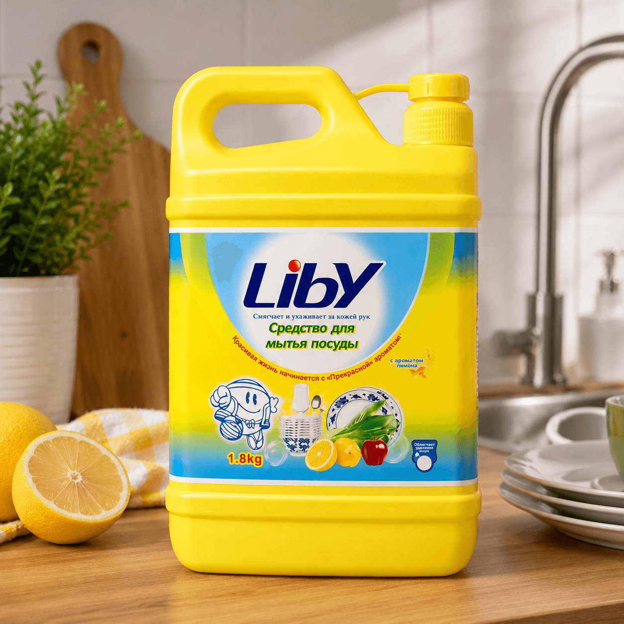 Liby — средство для мытья посуды, сары, 1.8 л