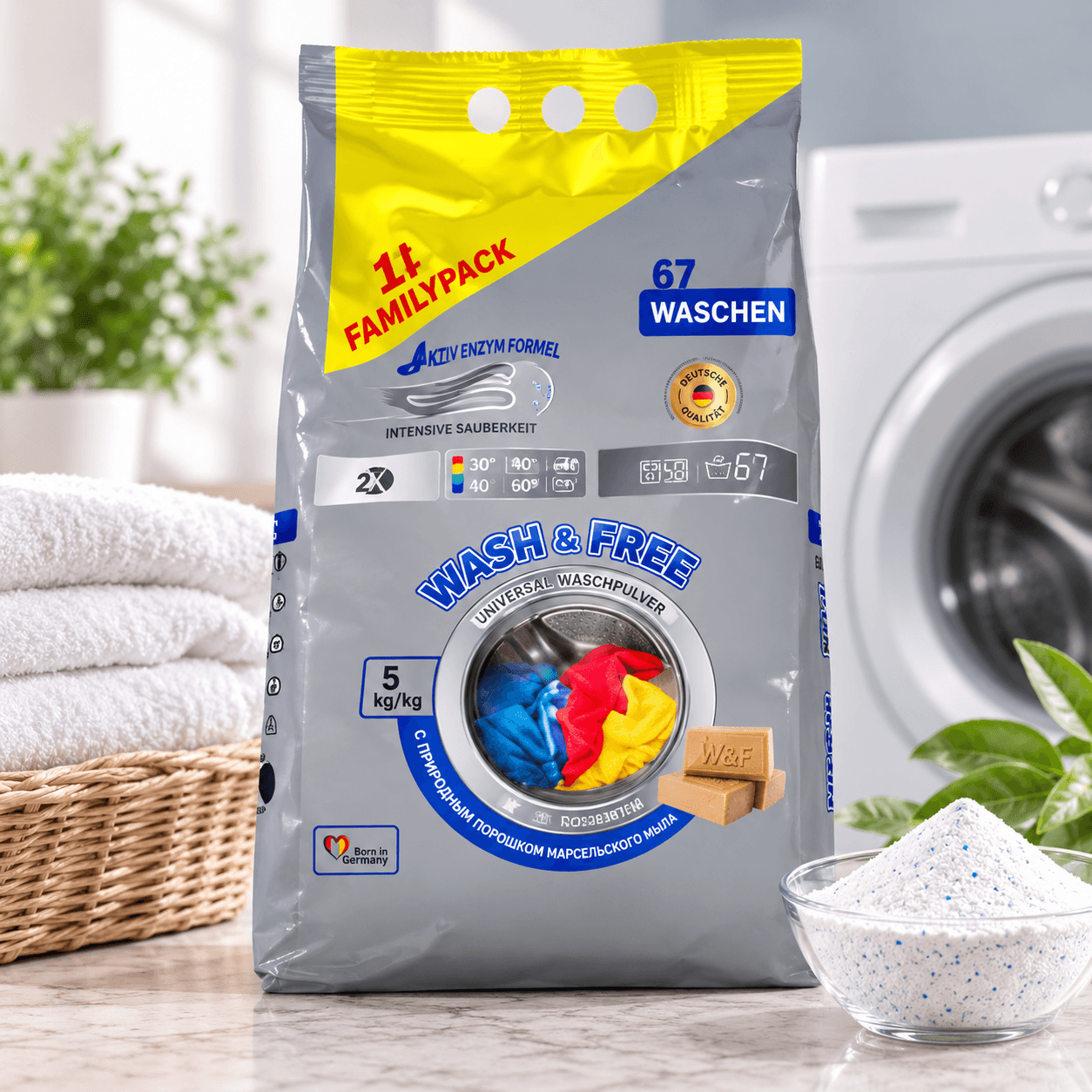 W&F — порошок для стирки универсальный, 5 кг