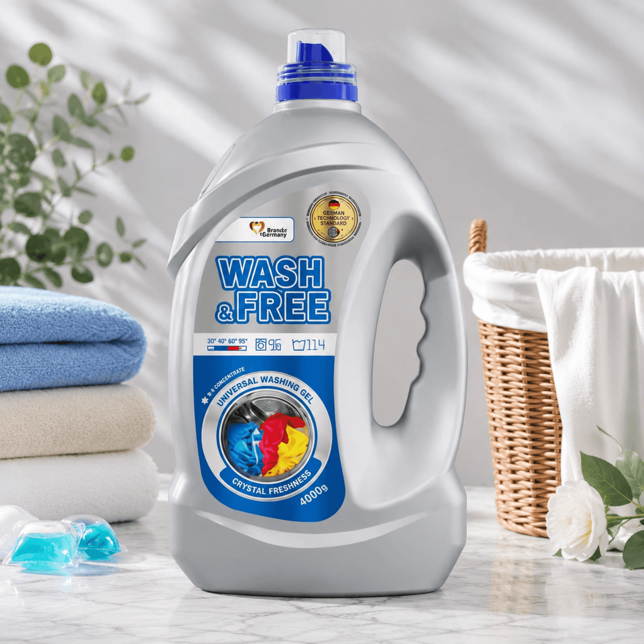 W&F — гель для стирки, Family универ., 4000 г