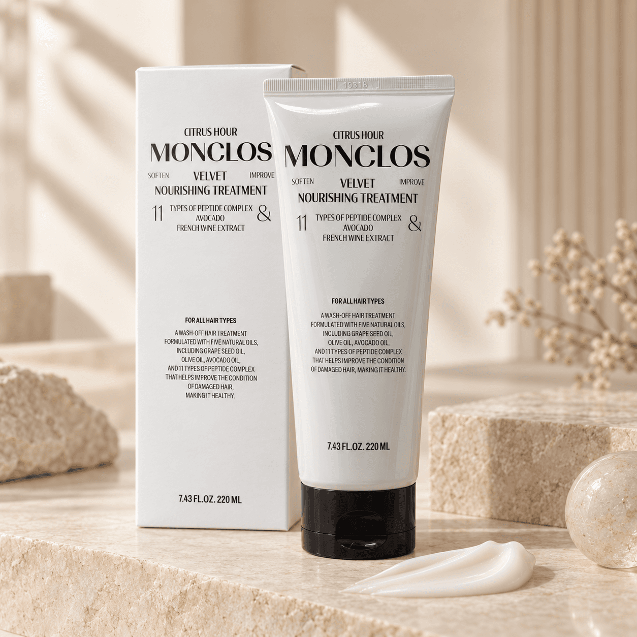 MONCLOS — маска для волос «Velvet Nourishing», 220 мл