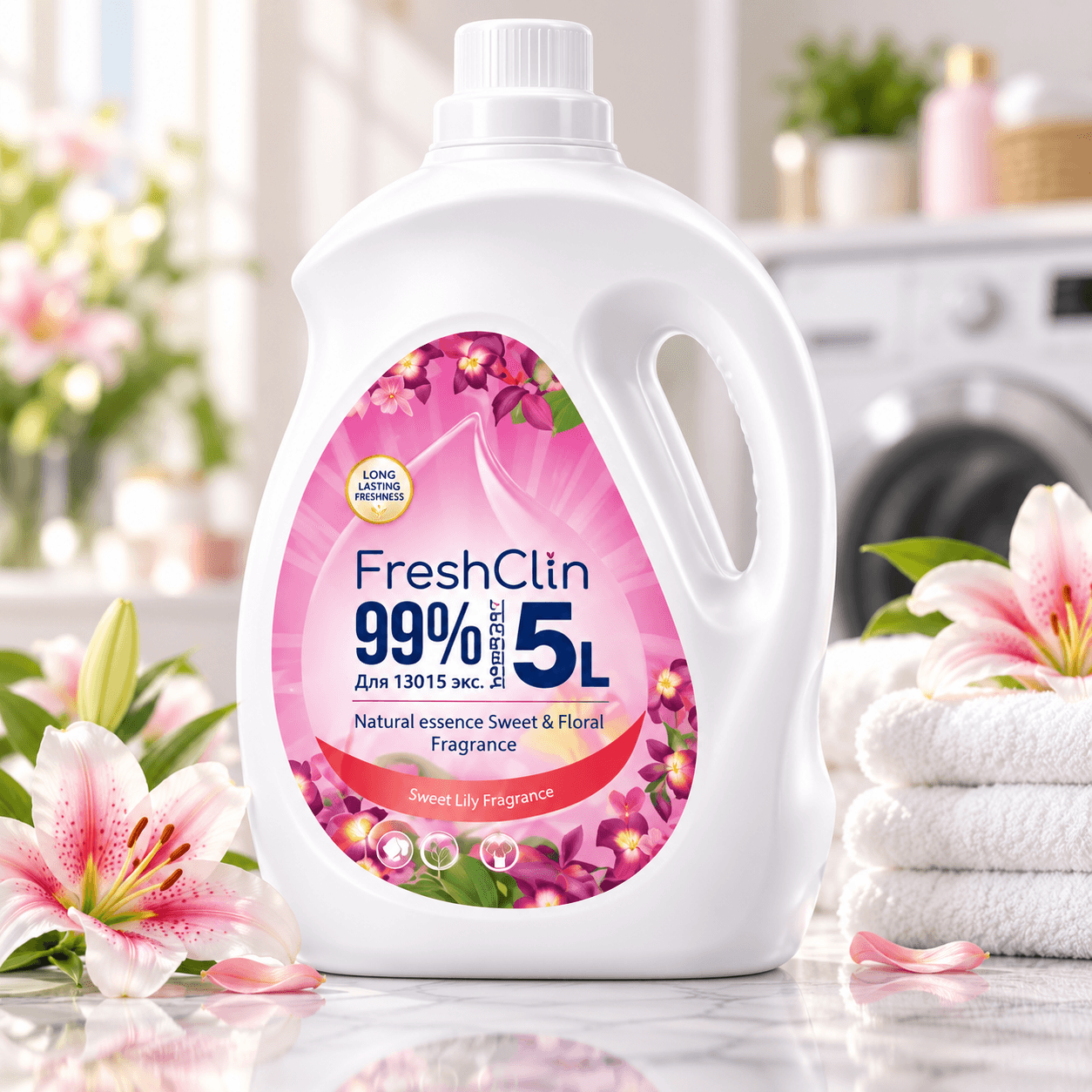 FreshClin — гель для стирки с кондиционером, «Sweet Lily», 5000 мл